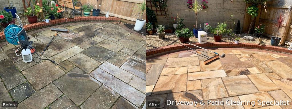 patio black-spot removal bristol — sandstone before after