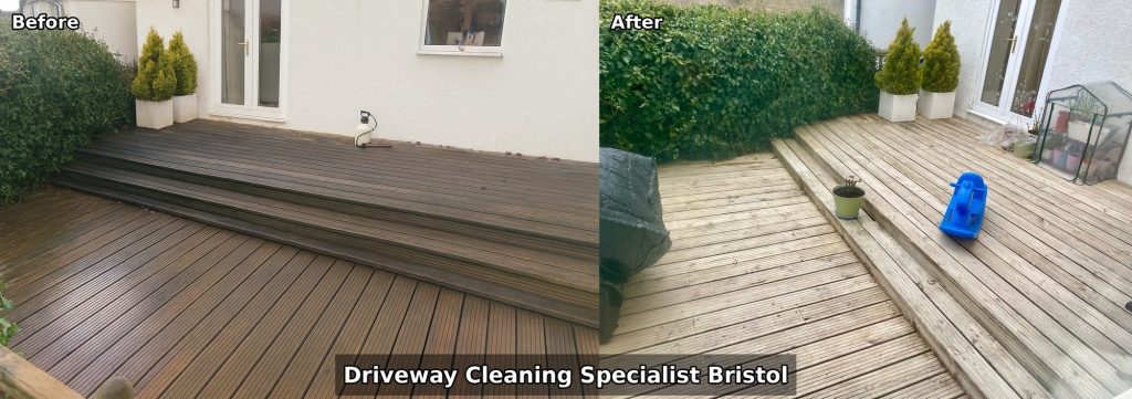 decking cleaning bristol — before and after algae removal